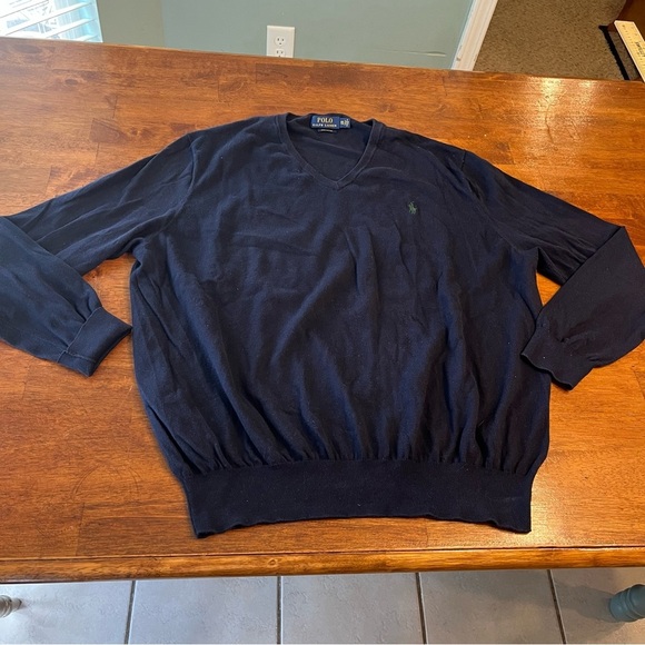 Polo Ralph Lauren v neck sweater 100% Pima cotton size XXL DARK NAVY - Picture 1 of 8